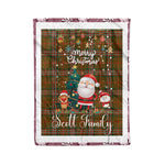 Personalized Gift Tartan Plaid Blanket Clan Scott Brown Modern With Funny Santa Snowman Reindeer Merry Christmas Fleece Blanket, Home Living Room, Plaid Blanket, Tartan Blanket, Scottish Blanket, Buffalo fleece blanket, Christmas Blanket