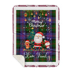 Personalized Gift Tartan Plaid Blanket Clan Blair With Funny Santa Snowman Reindeer Merry Christmas Gift Sherpa Blanket, blue plaid sherpa blanket,blue tartan sherpa blanket,Buchan,buffalo plaid sherpa blanket,christmas sherpa blanket,Christmas Throw Blanket