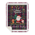 Personalized Gift Tartan Plaid Blanket Clan Macdonald With Funny Santa Snowman Reindeer Merry Christmas Gift Sherpa Blanket, blue plaid sherpa blanket,blue tartan sherpa blanket,Buchan,buffalo plaid sherpa blanket,christmas sherpa blanket,Christmas Throw Blanket