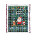 Personalized Gift Tartan Plaid Blanket Clan Melville Hunting With Funny Santa Snowman Reindeer Merry Christmas Fleece Blanket, Home Living Room, Plaid Blanket, Tartan Blanket, Scottish Blanket, Buffalo fleece blanket, Christmas Blanket