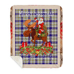 Personalized Gift Plaid Tartan Blanket Clan Livingstone Dress With Moose Lover Xmas Gift Santa Riding Buffalo Plaid Christmas Sherpa Blanket