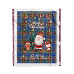 Personalized Gift Tartan Plaid Blanket Clan MacBeth Ancient With Funny Santa Snowman Reindeer Merry Christmas Fleece Blanket, Home Living Room, Plaid Blanket, Tartan Blanket, Scottish Blanket, Buffalo fleece blanket, Christmas Blanket