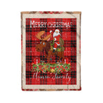 Personalized Gift Plaid Tartan Blanket Clan Munro Modern With Moose Lover Xmas Gift Santa Riding Christmas Fleece Blanket