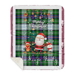 Personalized Gift Tartan Plaid Blanket Clan MacKenzie Dress Modern With Funny Santa Snowman Reindeer Merry Christmas Gift Sherpa Blanket, blue plaid sherpa blanket,blue tartan sherpa blanket,Buchan,buffalo plaid sherpa blanket,christmas sherpa blanket,Christmas Throw Blanket