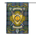 House Flag - Cameron of Erracht Ancient Irish Shield Celtic Cross Tartan Garden Flag St Patrick's Day Garden Flag