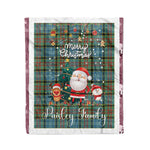 Personalized Gift Tartan Plaid Blanket Clan Paisley With Funny Santa Snowman Reindeer Merry Christmas Fleece Blanket, Home Living Room, Plaid Blanket, Tartan Blanket, Scottish Blanket, Buffalo fleece blanket, Christmas Blanket