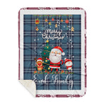 Personalized Gift Tartan Plaid Blanket Clan Earl Of St Andrews With Funny Santa Snowman Reindeer Merry Christmas Gift Sherpa Blanket, blue plaid sherpa blanket,blue tartan sherpa blanket,Buchan,buffalo plaid sherpa blanket,christmas sherpa blanket,Christmas Throw Blanket
