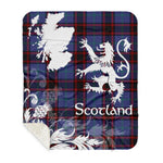 Sherpa Blanket - Tartan Blanket Thistle and Lion Scottish Clan Rutherford Hunting Plaid Blanket, plaid sherpa blanket queen,purple sherpa blanket,queen sherpa blanket,queen size sherpa blanket,red sherpa blanket,scottish tartan blankets,sherpa blanket,sherpa christmas blanket