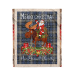 Personalized Gift Plaid Tartan Blanket Clan MacDowall With Moose Lover Xmas Gift Santa Riding Christmas Fleece Blanket