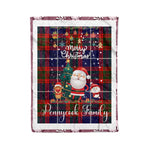 Personalized Gift Tartan Plaid Blanket Clan Pennycook With Funny Santa Snowman Reindeer Merry Christmas Fleece Blanket, Home Living Room, Plaid Blanket, Tartan Blanket, Scottish Blanket, Buffalo fleece blanket, Christmas Blanket
