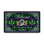 Doormat - Welcome Mat Scottish Clan Badge Carmichael Modern Tartan Door Mat, Plaid Doormat With Thistle and Two Lion Scottish