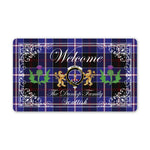 Doormat - Welcome Mat Scottish Clan Dunlop Modern Tartan Door Mat, Plaid Doormat With Thistle and Two Lion Scottish