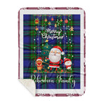 Personalized Gift Tartan Plaid Blanket Clan Robertson Hunting Modern With Funny Santa Snowman Reindeer Merry Christmas Gift Sherpa Blanket, blue plaid sherpa blanket,blue tartan sherpa blanket,Buchan,buffalo plaid sherpa blanket,christmas sherpa blanket,Christmas Throw Blanket