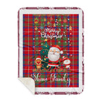 Personalized Gift Tartan Plaid Blanket Clan Shaw With Funny Santa Snowman Reindeer Merry Christmas Gift Sherpa Blanket, blue plaid sherpa blanket,blue tartan sherpa blanket,Buchan,buffalo plaid sherpa blanket,christmas sherpa blanket,Christmas Throw Blanket