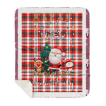 Personalized Gift Tartan Plaid Blanket Clan Renton With Funny Santa Snowman Reindeer Merry Christmas Gift Sherpa Blanket, blue plaid sherpa blanket,blue tartan sherpa blanket,Buchan,buffalo plaid sherpa blanket,christmas sherpa blanket,Christmas Throw Blanket