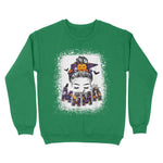 Women Spooky Mama Messy Bun Pumpkin Patch Halloween Women Sweatshirt - Scotstee Shop
