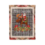 Personalized Gift Plaid Tartan Blanket Clan Little Arisaid With Moose Lover Xmas Gift Santa Riding Christmas Fleece Blanket