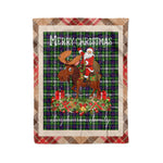 Personalized Gift Plaid Tartan Blanket Clan Farquharson With Moose Lover Xmas Gift Santa Riding Christmas Fleece Blanket