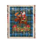 Personalized Gift Plaid Tartan Blanket Clan Ferguson Ancient With Moose Lover Xmas Gift Santa Riding Christmas Fleece Blanket