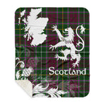 Sherpa Blanket - Tartan Blanket Thistle and Lion Scottish Clan Crosbie Plaid Blanket, plaid sherpa blanket queen,purple sherpa blanket,queen sherpa blanket,queen size sherpa blanket,red sherpa blanket,scottish tartan blankets,sherpa blanket,sherpa christmas blanket