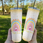 Back To School Skinny Tumbler 100th Day Of School Teacher 100 Days Smarter Rainbow Back To School Gift - Scotstee Shop