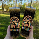 Back To School Skinny Tumbler 3rd Grade Teacher Rainbow Leopard Third Grade Back To School Gift - Scotstee Shop