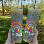 Back To School Skinny Tumbler 4th Grade Teacher Rainbow Funny Fourth Grade Back To School Gift - Scotstee Shop