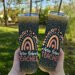 Back To School Skinny Tumbler After School Teacher Leopard Rainbow Appreciation Back To School Gift - Scotstee Shop