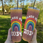 Back To School Skinny Tumbler Class Of 2034 Rainbow Grow With Me School Teacher Student Back To School Gift - Scotstee Shop