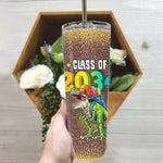 Back To School Skinny Tumbler Class Of 2034 T-rex Dinosaur Kindergarten Back To School Boy Gift - Scotstee Shop