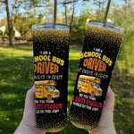 Back To School Skinny Tumbler Crazy School Bus Driver Back To School Funny School Bus Gift - Scotstee Shop