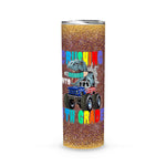 Back To School Skinny Tumbler Crushing Into 4th Grade Monster Truck Dinosaur Back To School Gift - Scotstee Shop