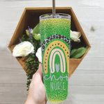 Back To School Skinny Tumbler Cute Rainbow Leopard Print School Nurse Back To School Gift - Scotstee Shop