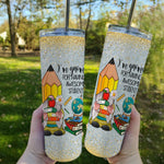 Back To School Skinny Tumbler Gnomes Having Awesome Students Pencil Funny Teacher Gift Back To School Gift - Scotstee Shop