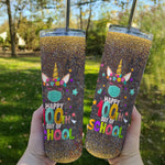 Back To School Skinny Tumbler Happy 100th Day Of School Unicorn Face Mask Virtual Teacher Back To School gift - Scotstee Shop