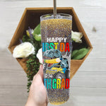 Back To School Skinny Tumbler Happy First Day Of 5th Grade Monster Truck Dinosaur Back To School Gift - Scotstee Shop