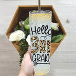 Back To School Skinny Tumbler Hello 3rd Grade Leopard Teacher Students Back To School Girl Gift - Scotstee Shop