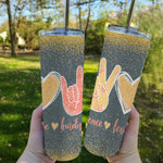 Back To School Skinny Tumbler Peace Love Kindness I Love You Sign Language Anti Bullying Back To School Gift - Scotstee Shop