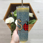 Back To School Skinny Tumbler S Is For School Secretary Leopard Apple Red Plain Back To School Gift - Scotstee Shop