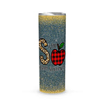 Back To School Skinny Tumbler S Is For School Secretary Leopard Apple Red Plain Back To School Gift - Scotstee Shop
