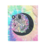 Scotstee Shop - Scotstee Shop Blanket Cute Astronaut Skater Moon - Cartoon Style Tie Dye Hippie Fleece Blanket