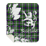 Sherpa Blanket - Tartan Blanket Thistle and Lion Scottish Clan Farquharson Plaid Blanket, plaid sherpa blanket queen,purple sherpa blanket,queen sherpa blanket,queen size sherpa blanket,red sherpa blanket,scottish tartan blankets,sherpa blanket,sherpa christmas blanket