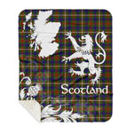 Sherpa Blanket - Tartan Blanket Thistle and Lion Scottish Clan Fraser Hunting Plaid Blanket, plaid sherpa blanket queen,purple sherpa blanket,queen sherpa blanket,queen size sherpa blanket,red sherpa blanket,scottish tartan blankets,sherpa blanket,sherpa christmas blanket