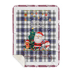 Personalized Gift Tartan Plaid Blanket Clan Hannay With Funny Santa Snowman Reindeer Merry Christmas Gift Sherpa Blanket, blue plaid sherpa blanket,blue tartan sherpa blanket,Buchan,buffalo plaid sherpa blanket,christmas sherpa blanket,Christmas Throw Blanket