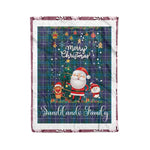 Personalized Gift Tartan Plaid Blanket Clan Sandilands With Funny Santa Snowman Reindeer Merry Christmas Fleece Blanket, Home Living Room, Plaid Blanket, Tartan Blanket, Scottish Blanket, Buffalo fleece blanket, Christmas Blanket
