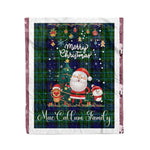 Personalized Gift Tartan Plaid Blanket Clan MacCallum With Funny Santa Snowman Reindeer Merry Christmas Fleece Blanket, Home Living Room, Plaid Blanket, Tartan Blanket, Scottish Blanket, Buffalo fleece blanket, Christmas Blanket