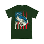 Scotstee Shop - Bass Fish US American Flag Patriotic Fishing Fisherman Gift 4th Of July Shirt