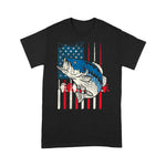 Scotstee Shop - Bass Fish US American Flag Patriotic Fishing Fisherman Gift 4th Of July Shirt