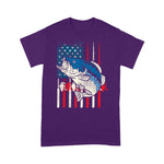 Scotstee Shop - Bass Fish US American Flag Patriotic Fishing Fisherman Gift 4th Of July Shirt