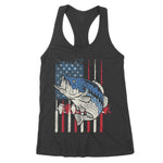 Bass Fish US American Flag Patriotic Fishing Fisherman Gift Women's Tank Top - Scotstee Shop